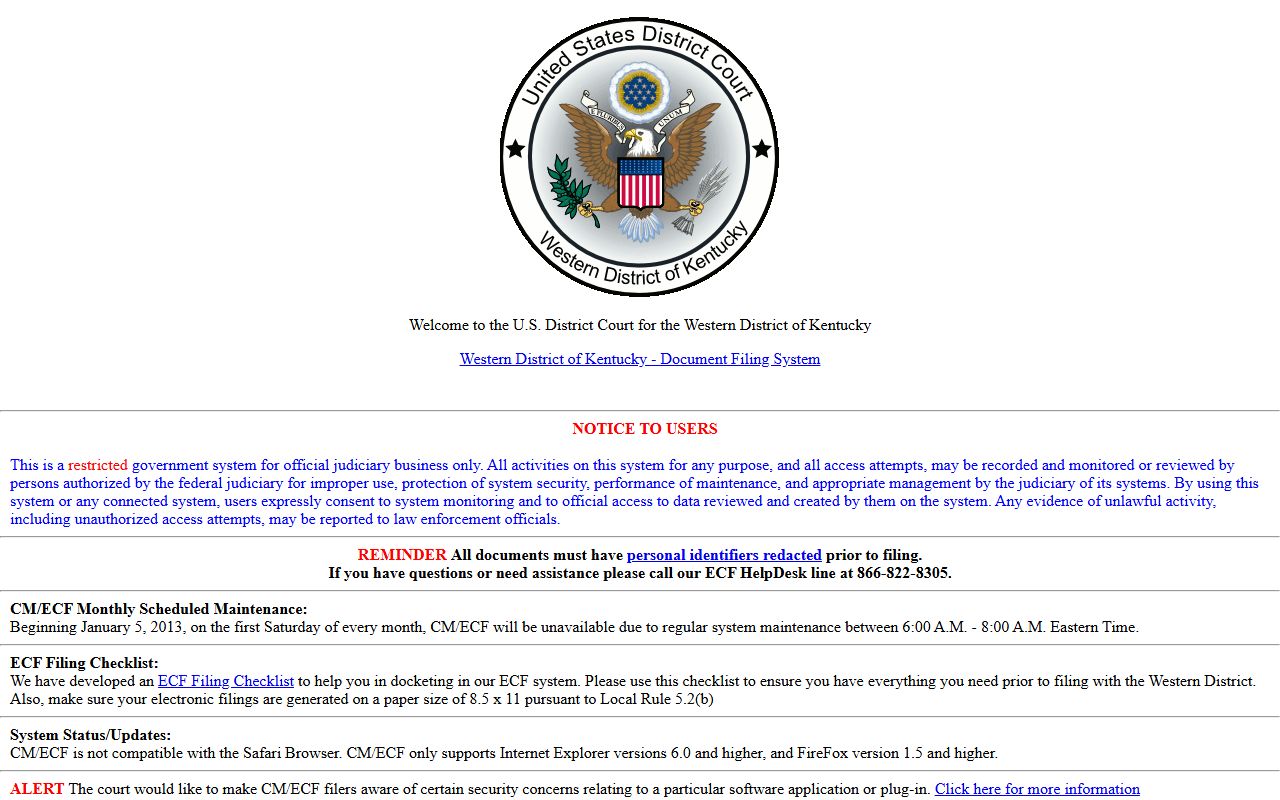 Cumberland County Circuit Court Clerk records federal ECF login