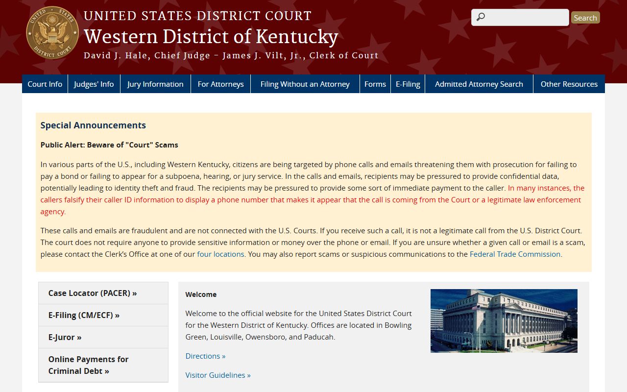 Cumberland County Circuit Court Clerk records federal district court page