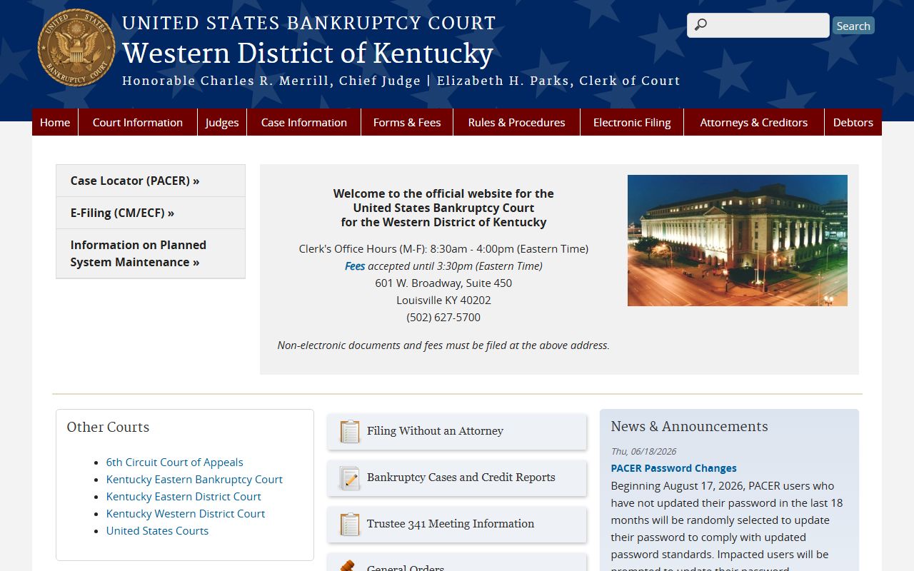 Cumberland County Circuit Court Clerk records federal bankruptcy court page