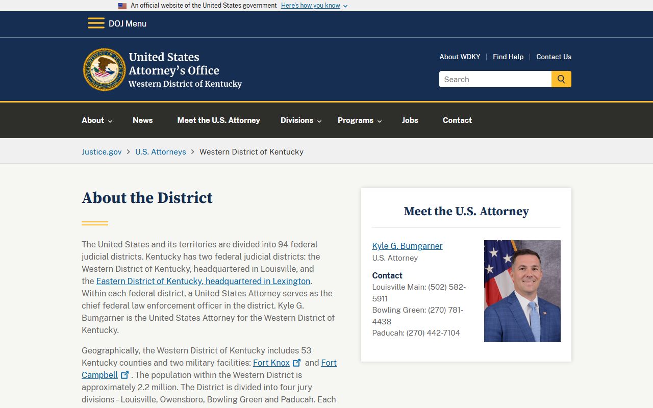 Cumberland County Circuit Court records U.S. Attorney Western District Kentucky page